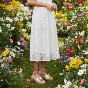 Nordstrom Women’s 7.5M Courtney Sandals Sandal Platform Slide Ivory